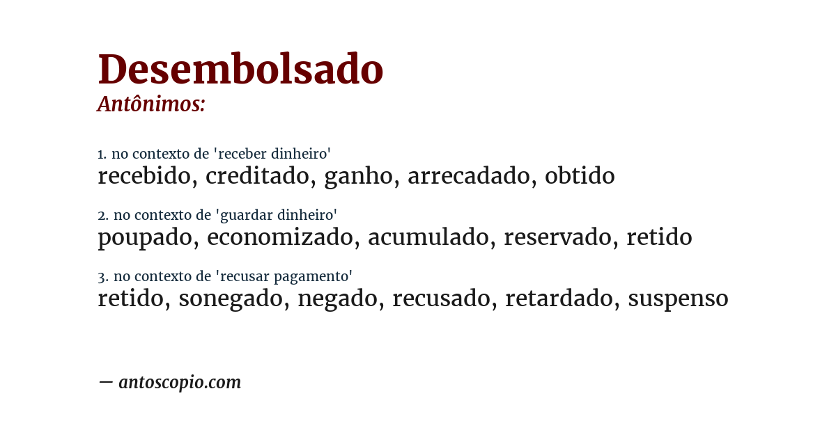 Antônimo de desembolsado