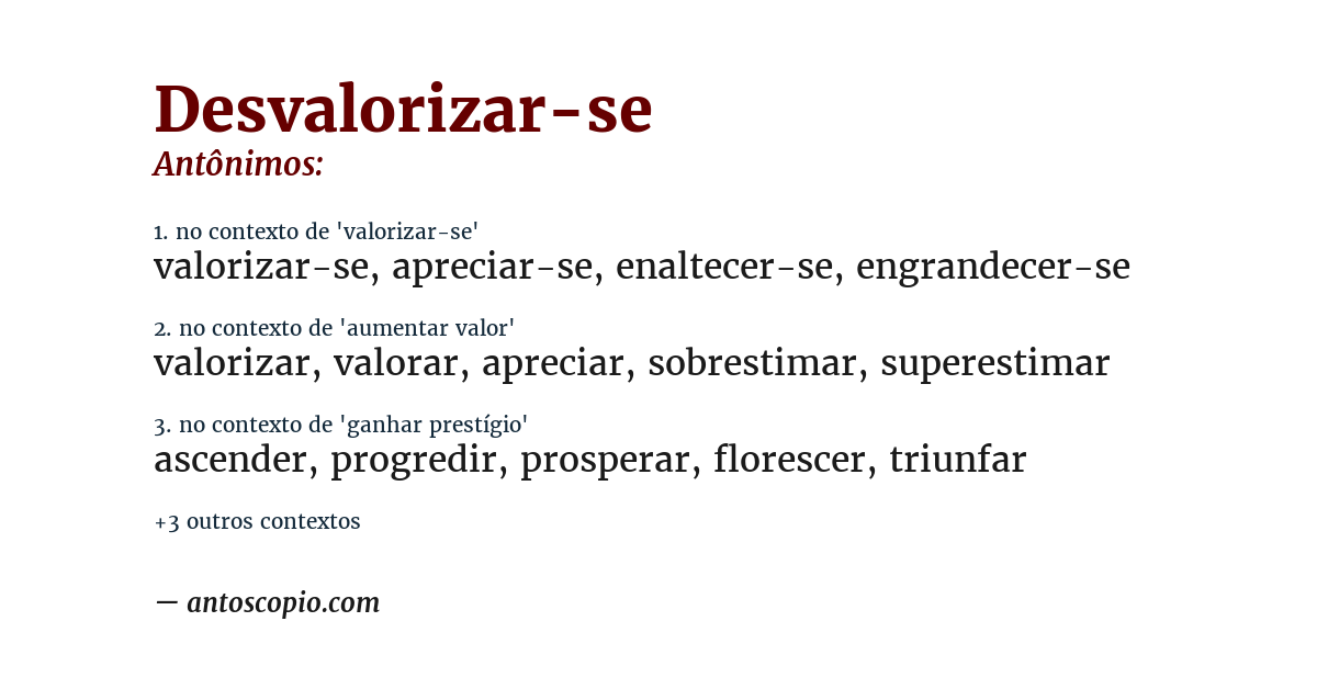 Antônimo de desvalorizar-se