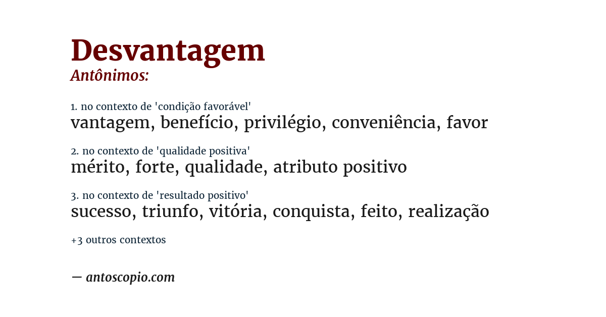 Antônimo de desvantagem