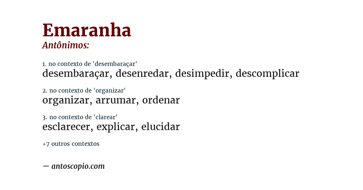 Antônimo de emaranha