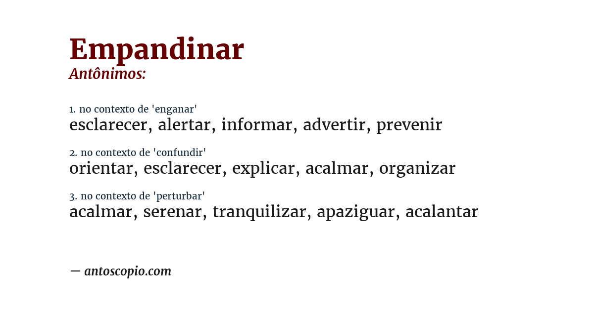 Antônimo de empandinar