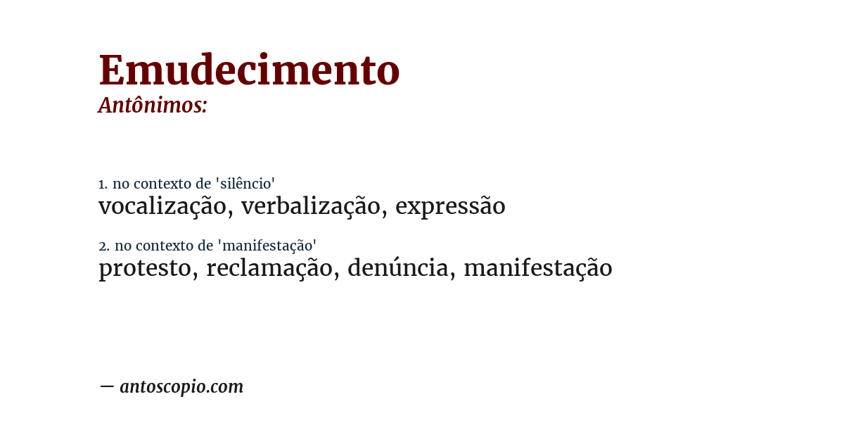 Antônimo de emudecimento