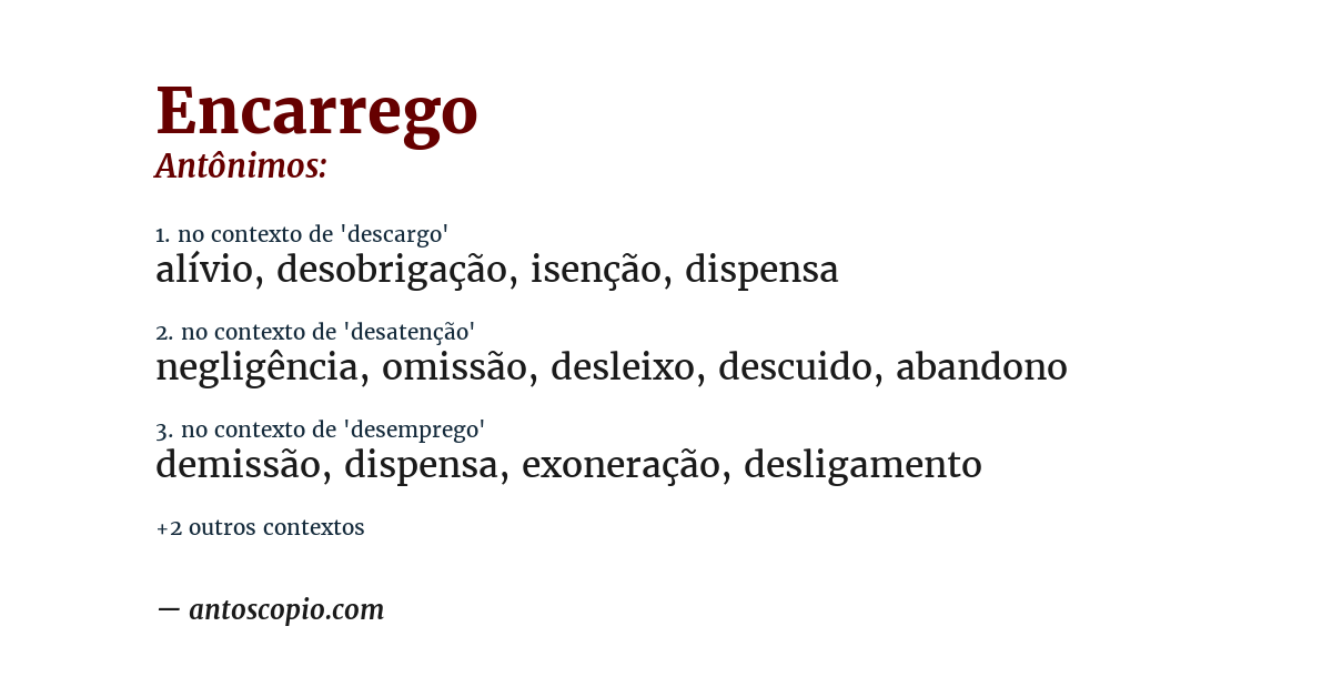 Antônimo de encarrego