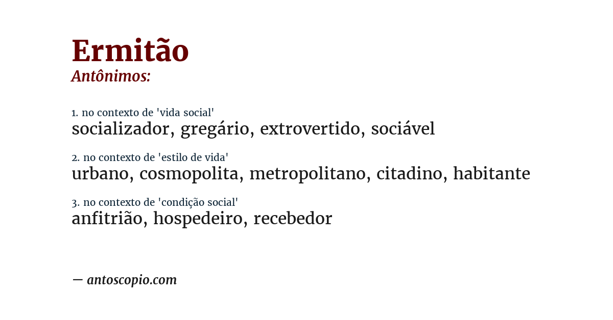 Antônimo de ermitão