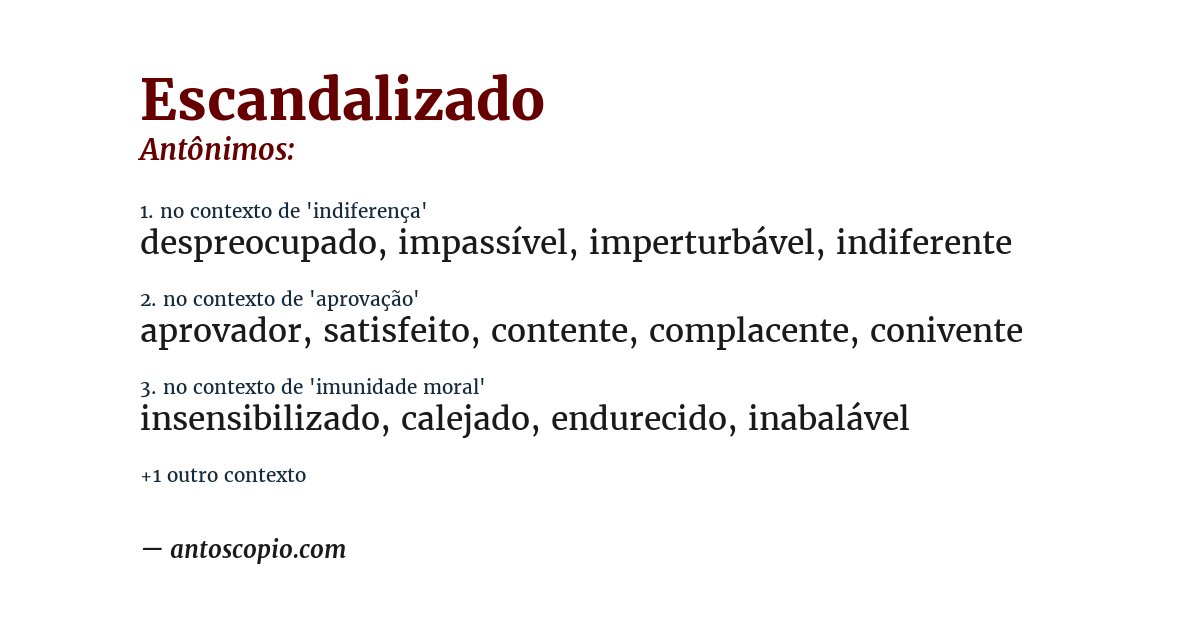 Antônimo de escandalizado