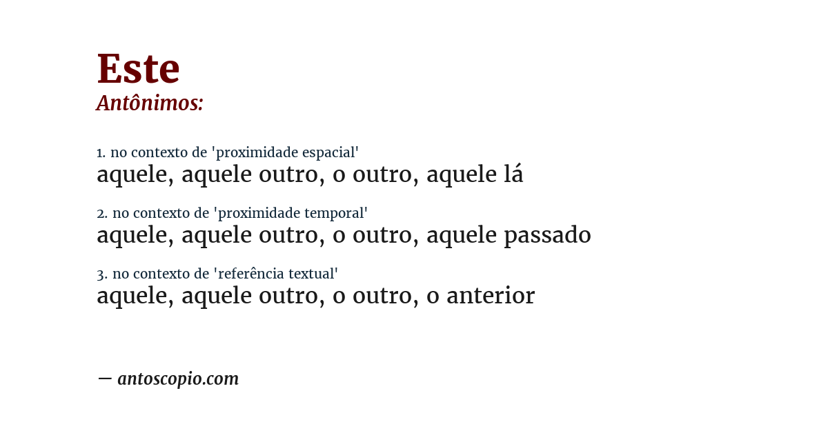 Antônimo de este