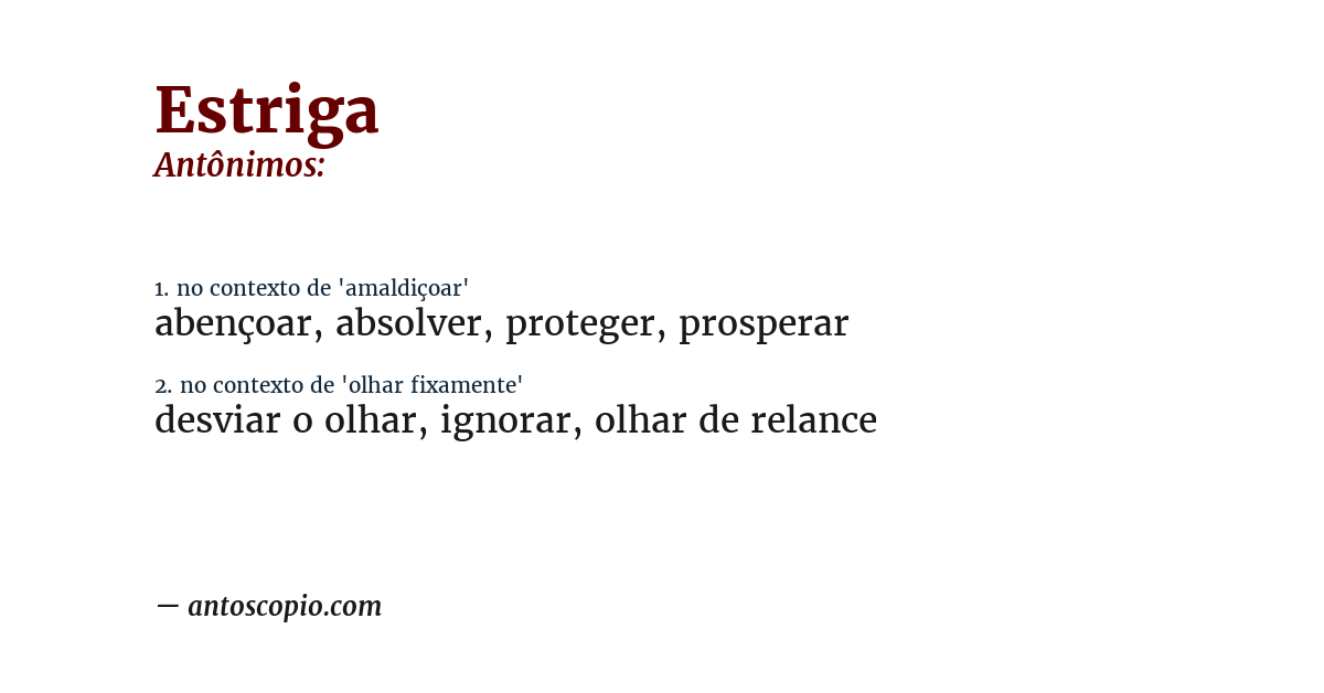 Antônimo de estriga