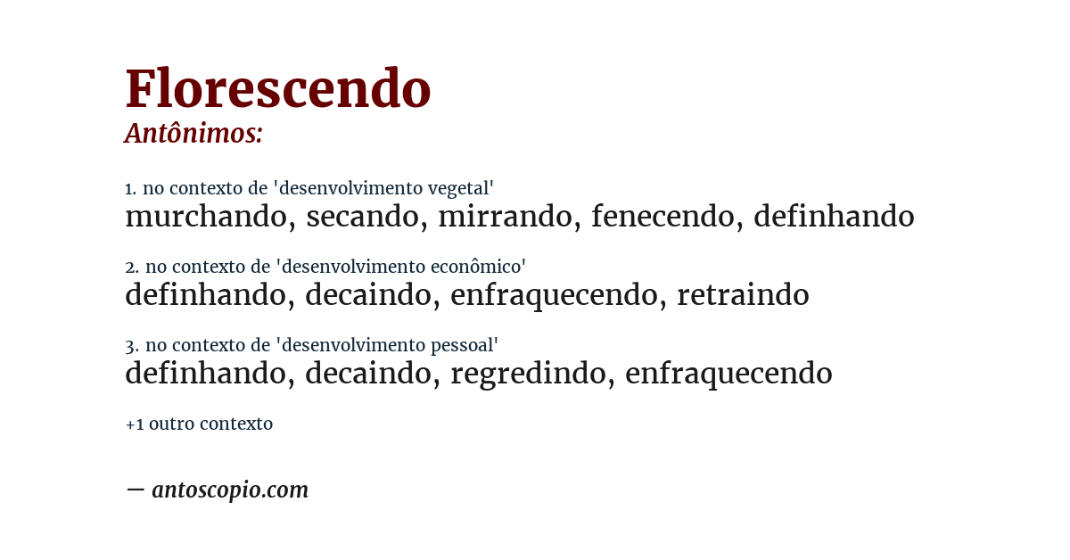 Antônimo de florescendo