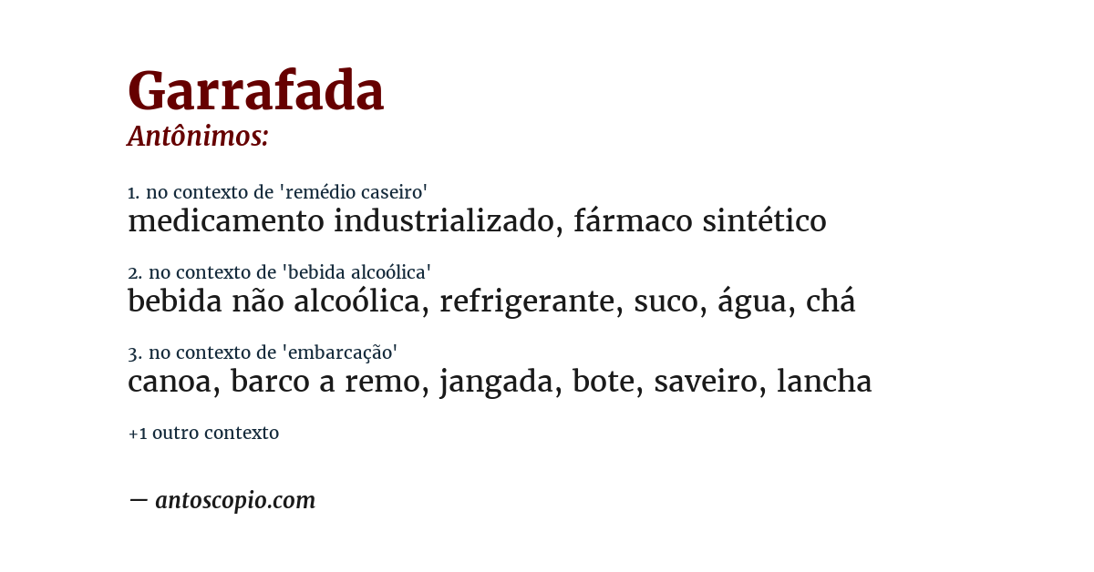 Antônimo de garrafada