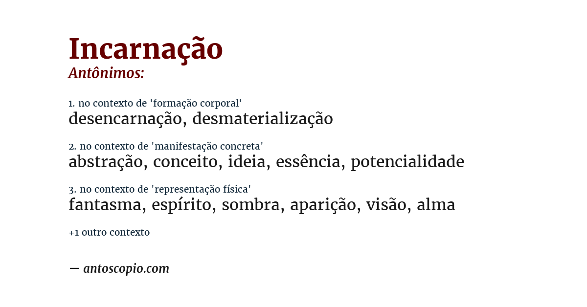 Antônimo de incarnação
