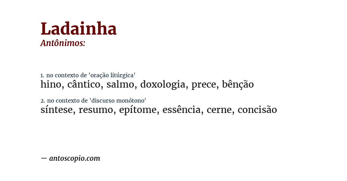 Antônimo de ladainha