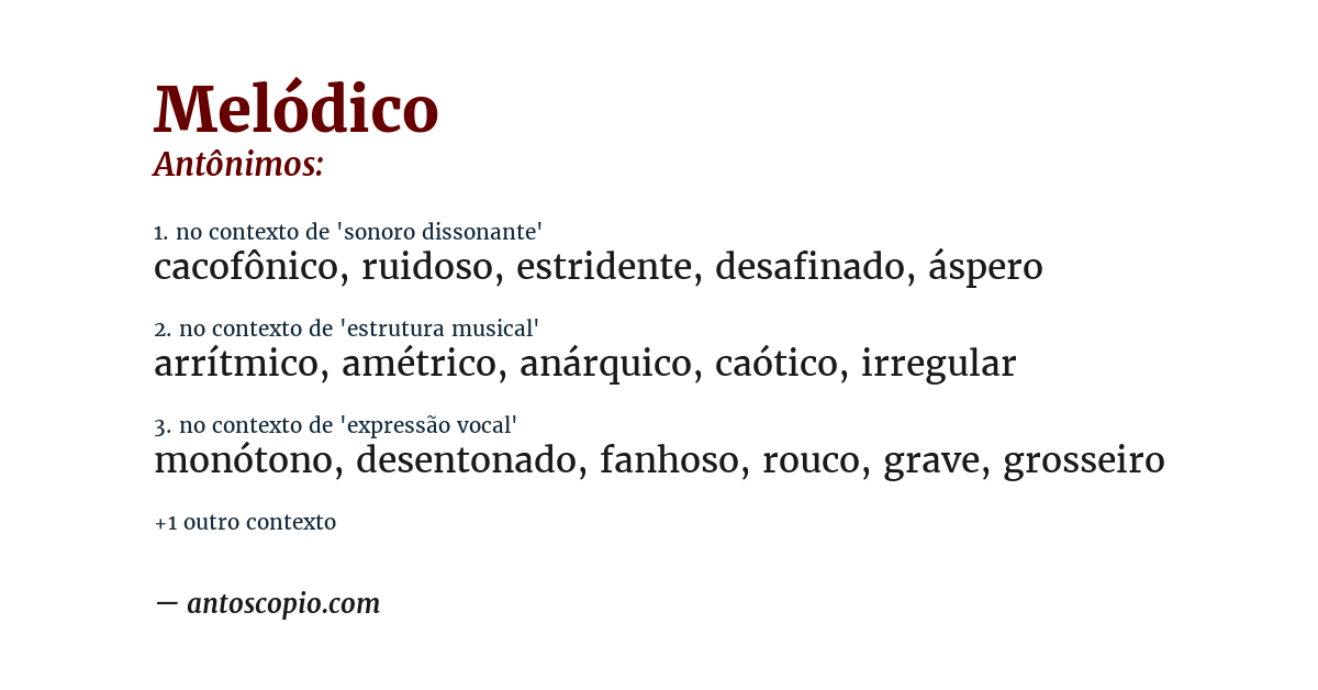 Antônimo de melódico