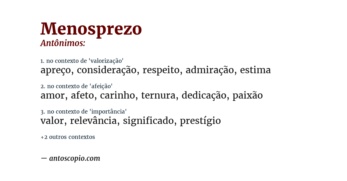 Antônimo de menosprezo