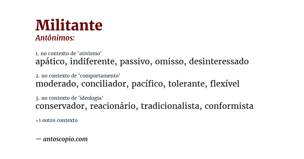 Antônimo de militante