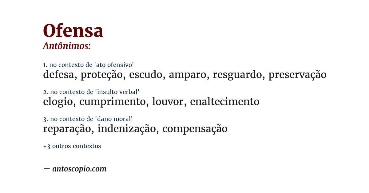Antônimo de ofensa