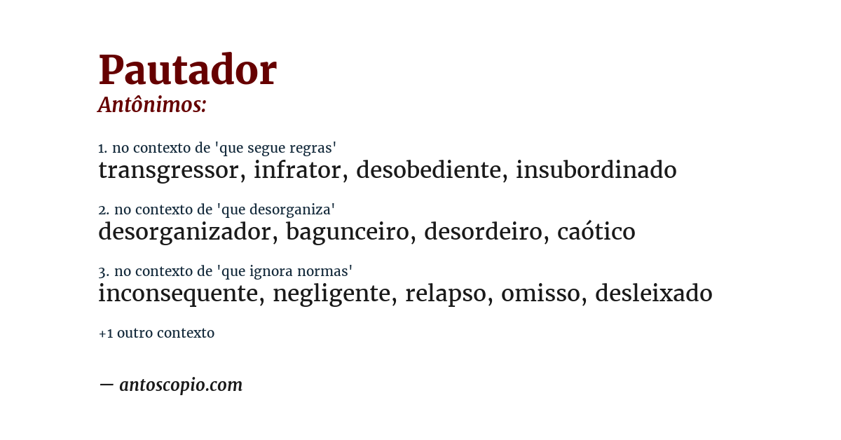 Antônimo de pautador