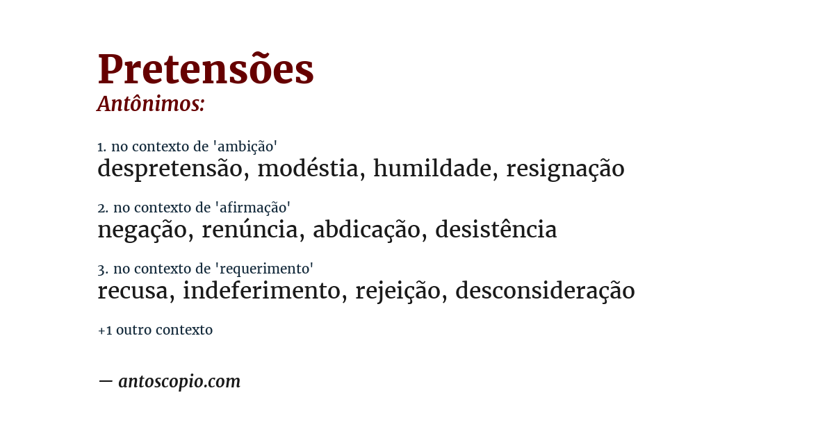 Antônimo de pretensões
