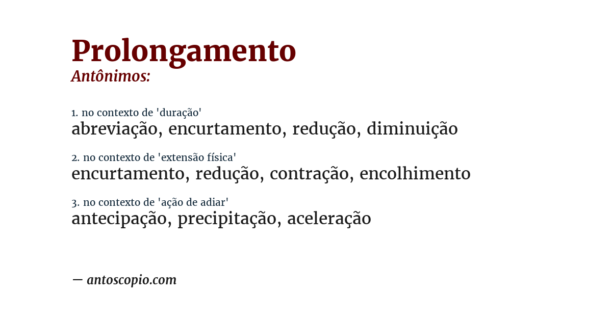 Antônimo de prolongamento
