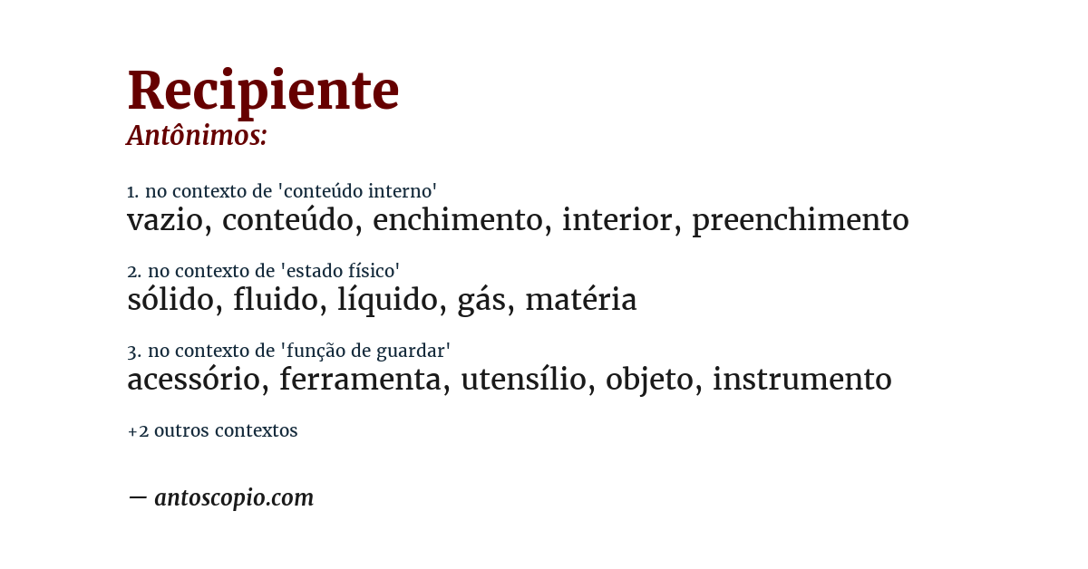 Antônimo de recipiente