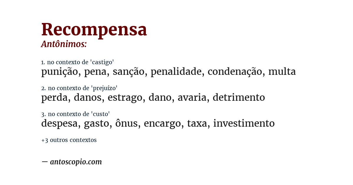 Antônimo de recompensa