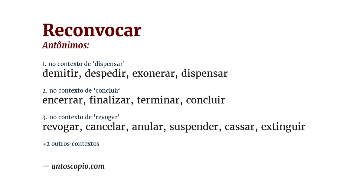 Antônimo de reconvocar
