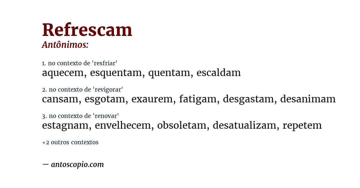 Antônimo de refrescam