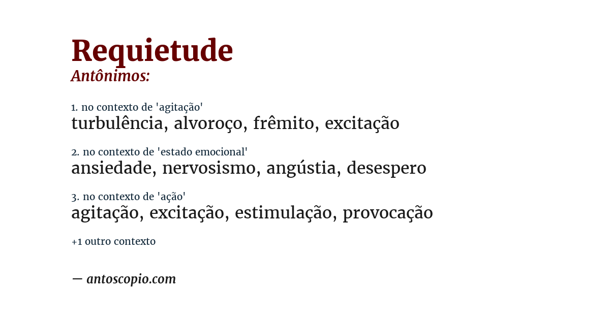 Antônimo de requietude