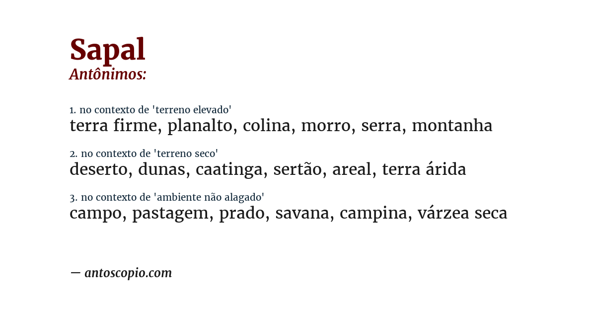 Antônimo de sapal