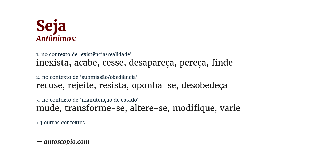 Antônimo de seja