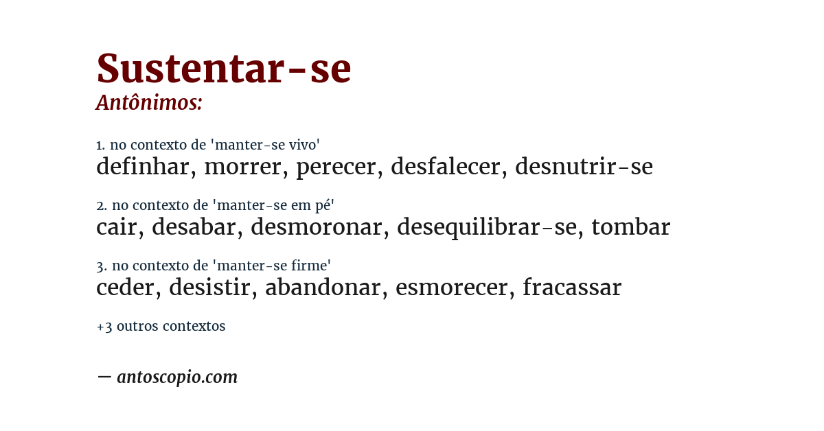 Antônimo de sustentar-se