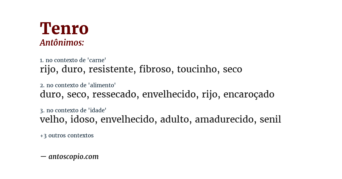 Antônimo de tenro