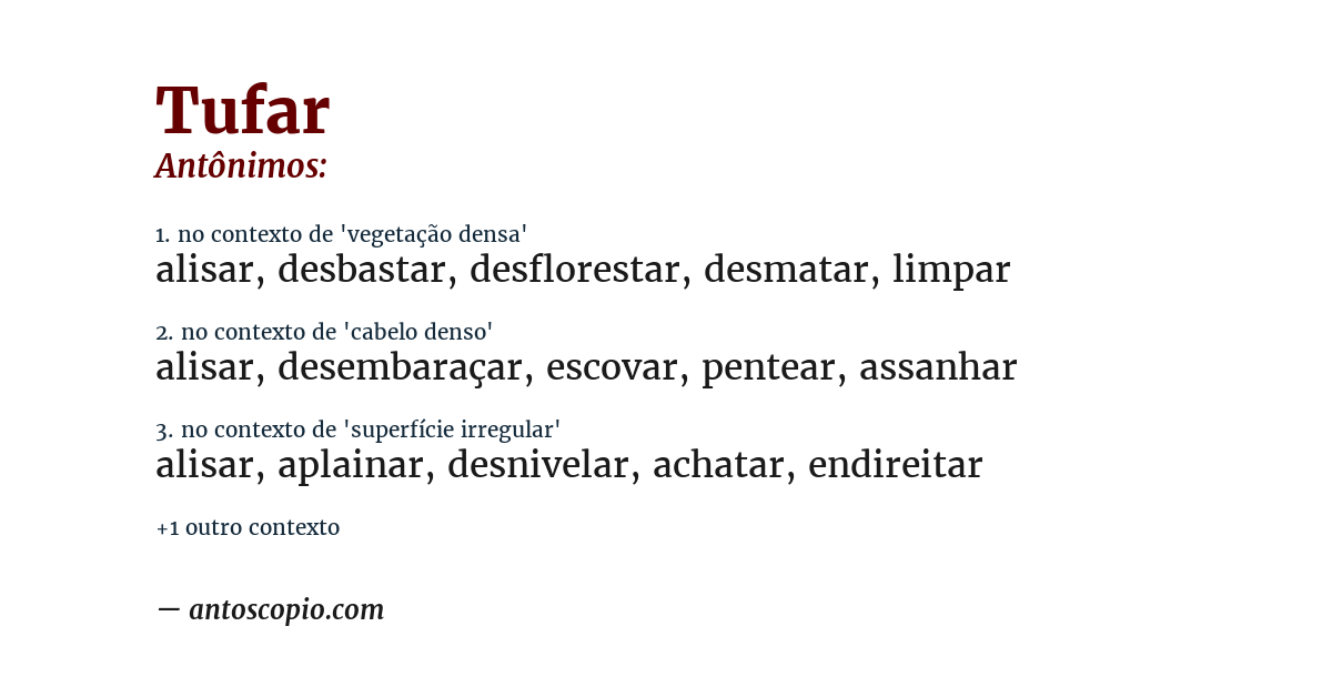 Antônimo de tufar