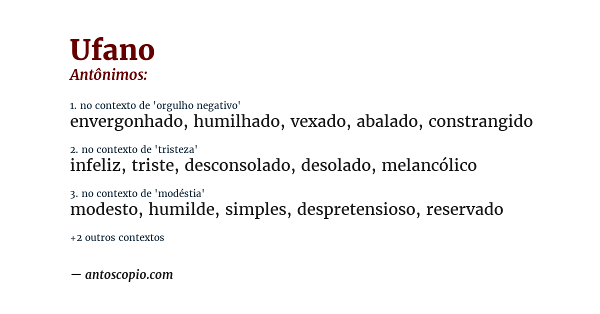 Antônimo de ufano