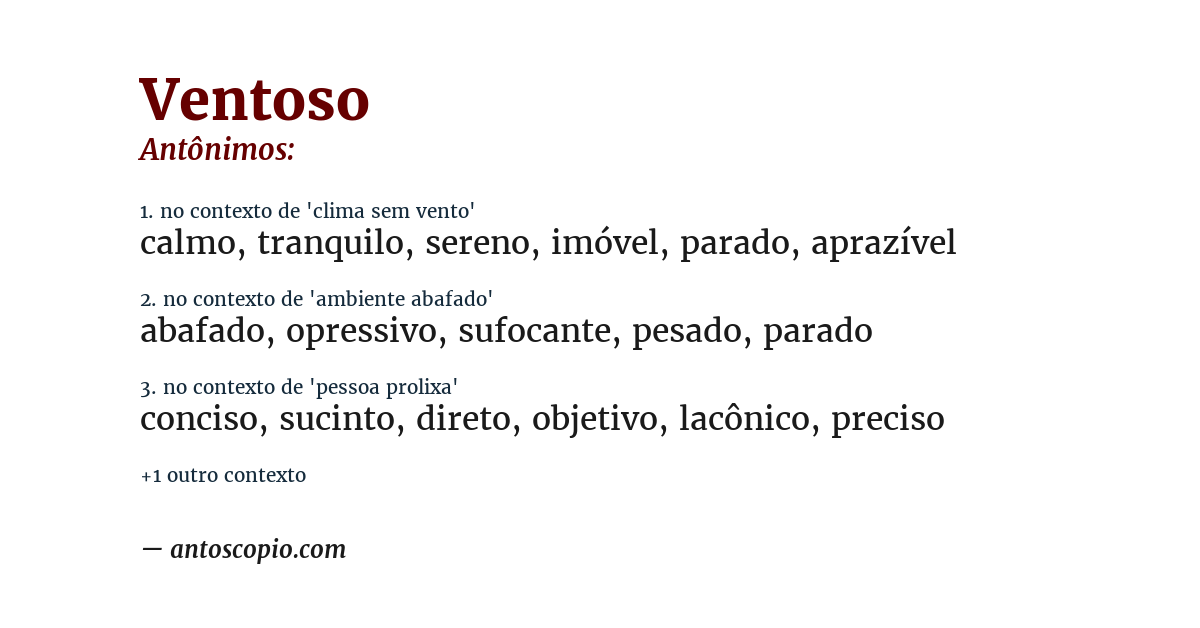 Antônimo de ventoso