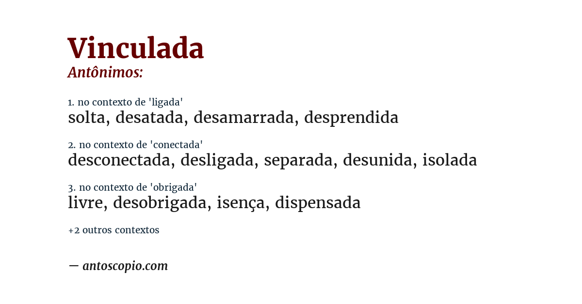 Antônimo de vinculada