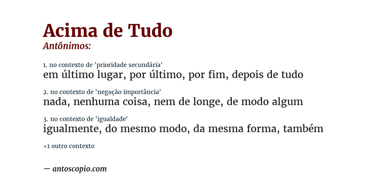 Antônimo de acima de tudo