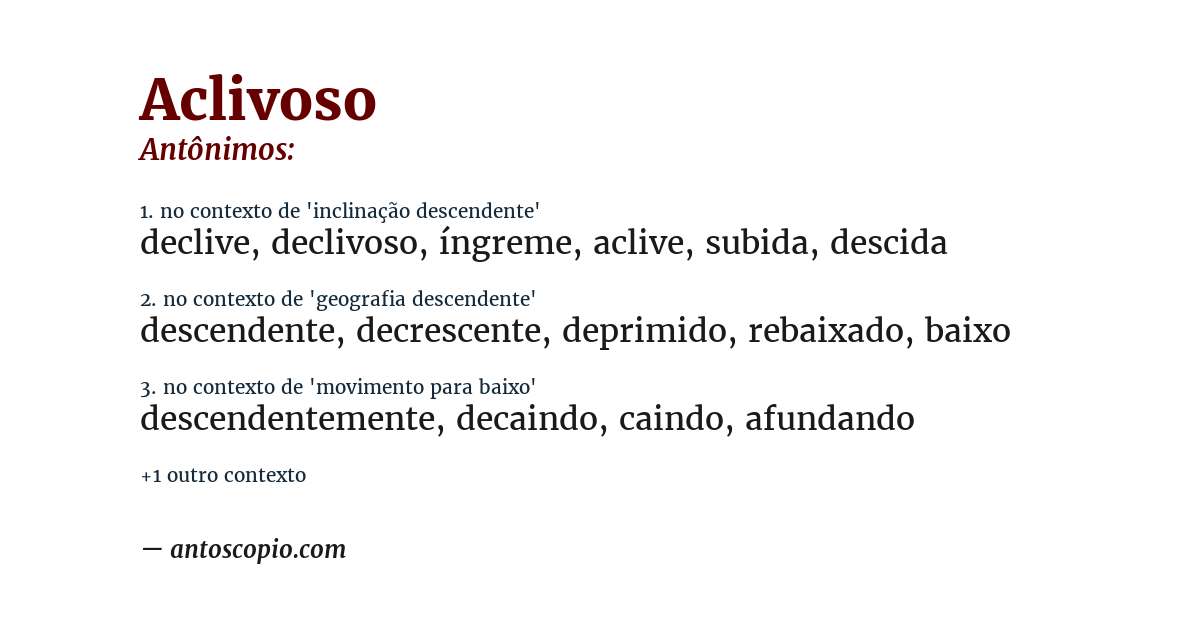 Antônimo de aclivoso