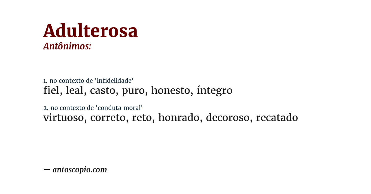 Antônimo de adulterosa