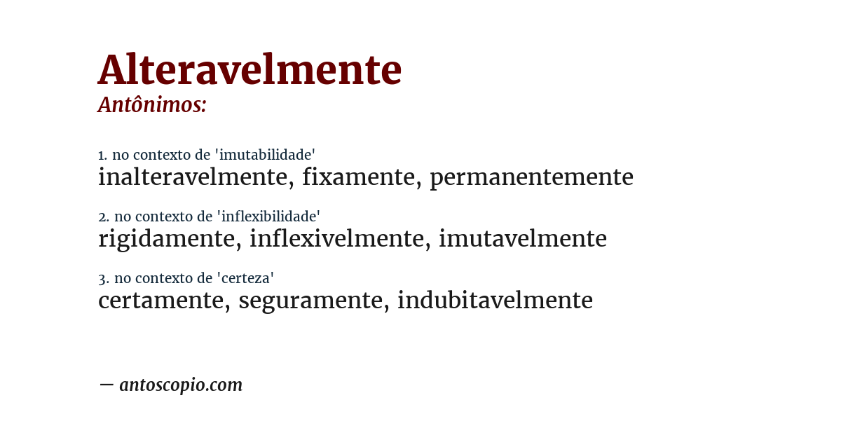 Antônimo de alteravelmente