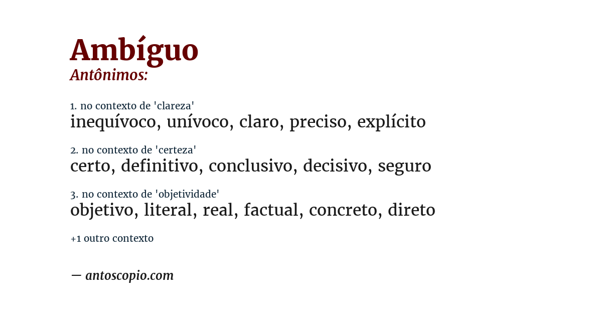 Antônimo de ambíguo