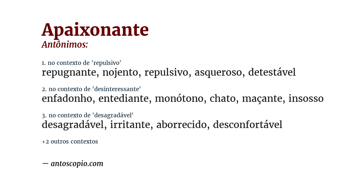 Antônimo de apaixonante