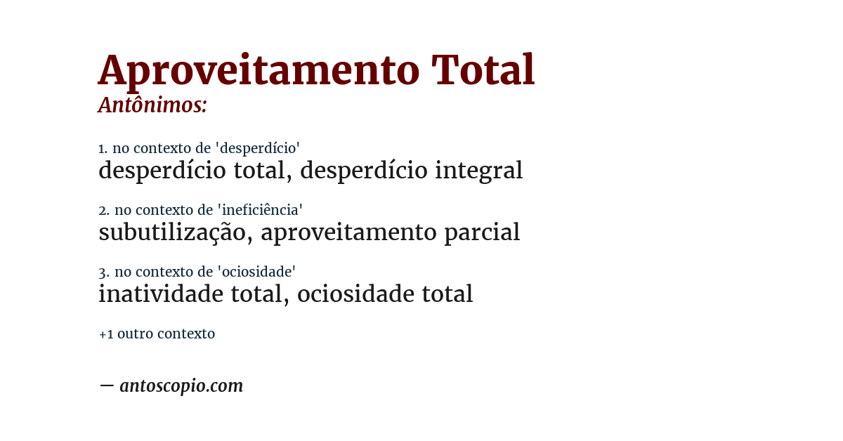 Antônimo de aproveitamento total