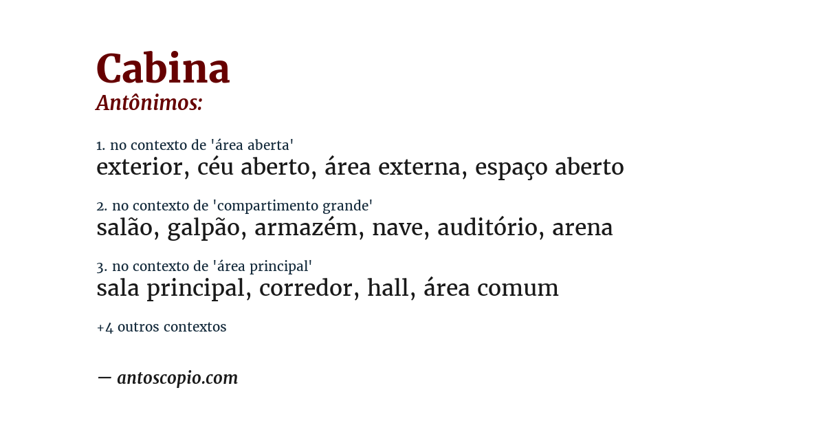 Antônimo de cabina