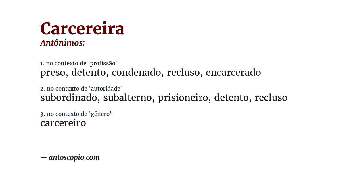 Antônimo de carcereira