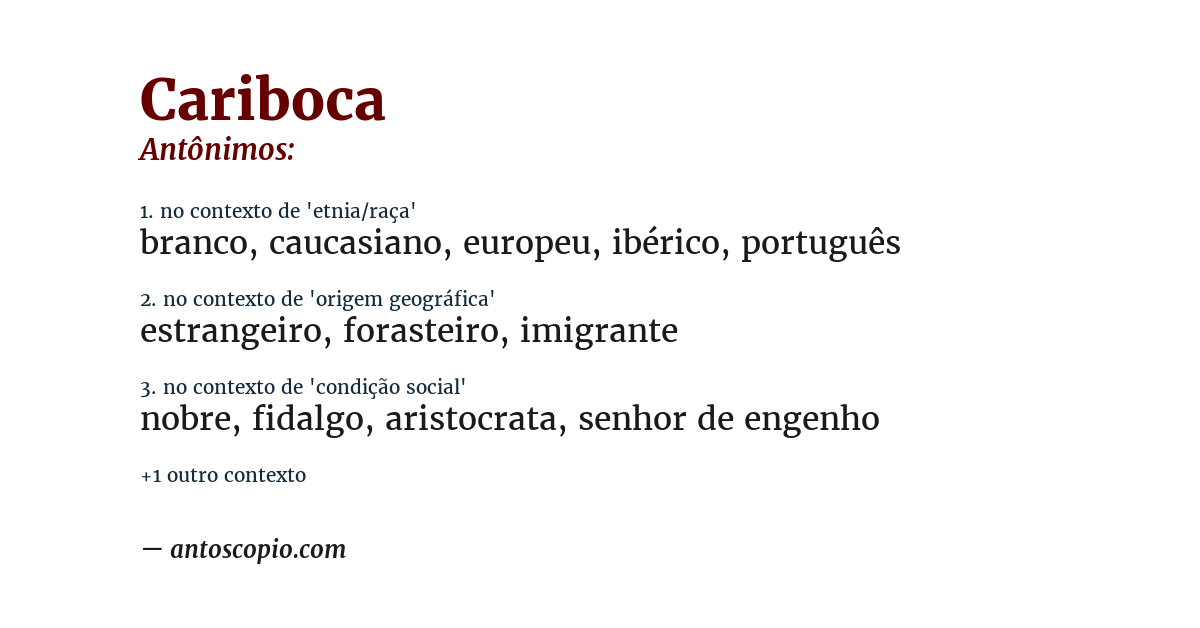 Antônimo de cariboca