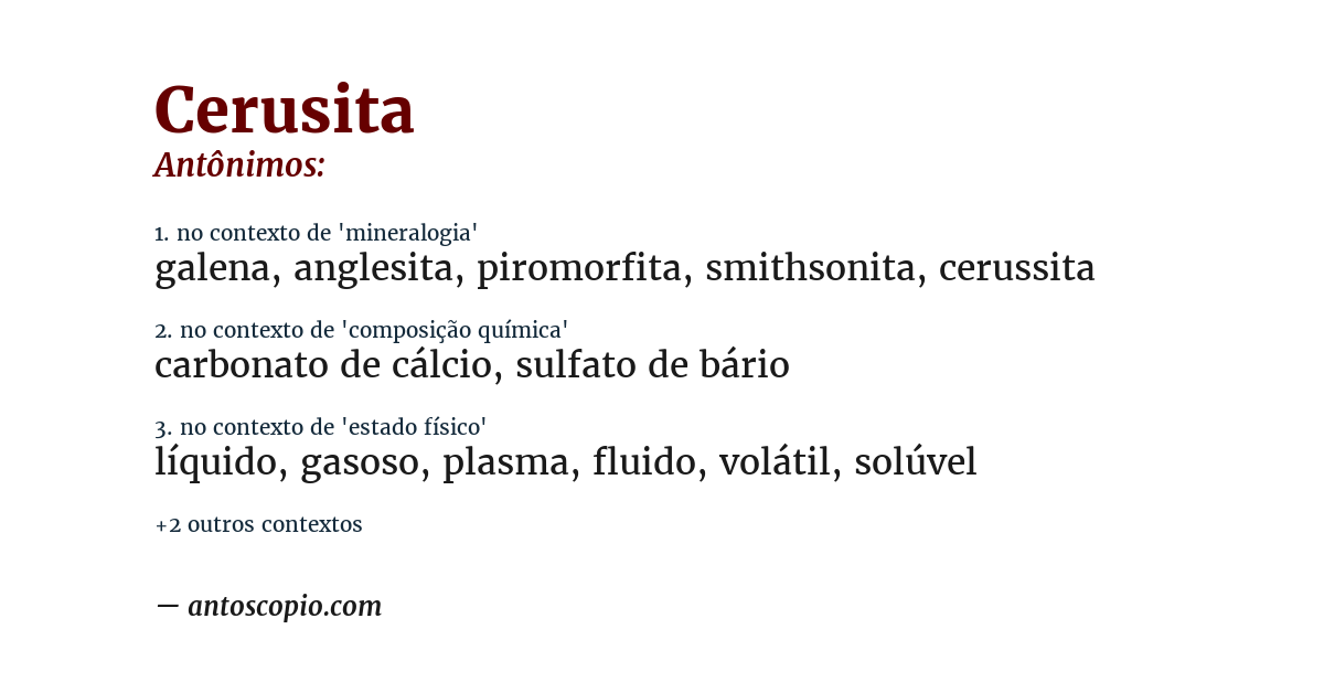 Antônimo de cerusita