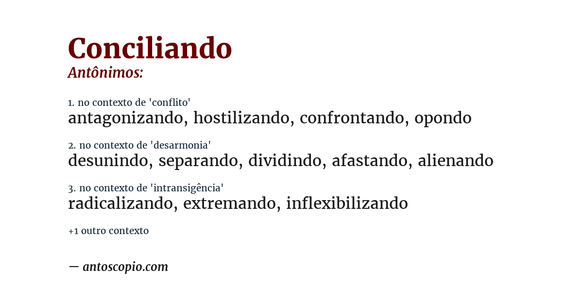 Antônimo de conciliando