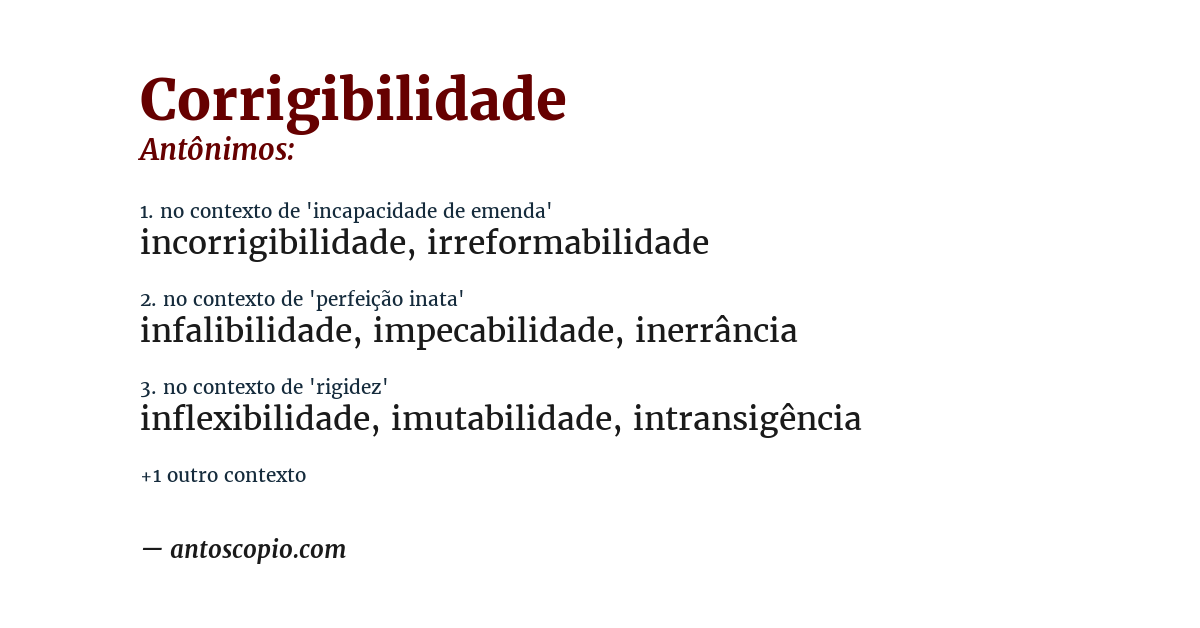Antônimo de corrigibilidade