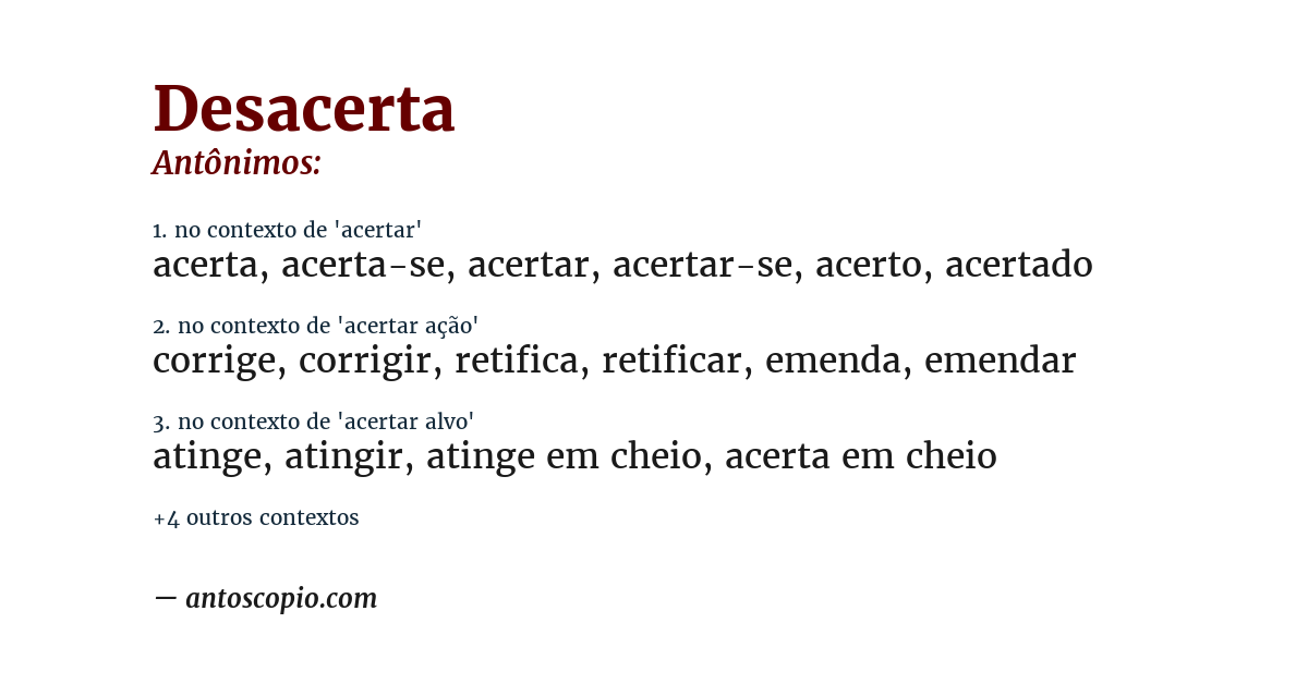 Antônimo de desacerta