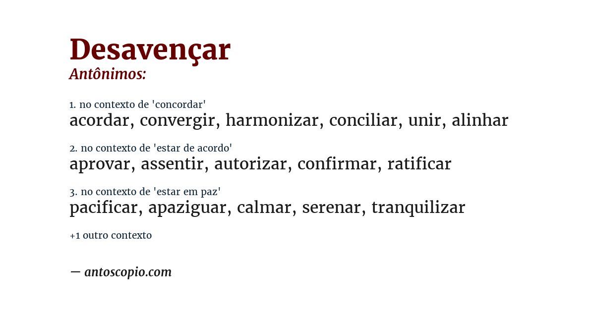 Antônimo de desavençar